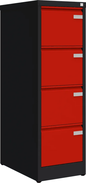 Metalinė dokumentų spinta Archive, 1292x415x633 mm, A4 formatui – juoda / raudona
