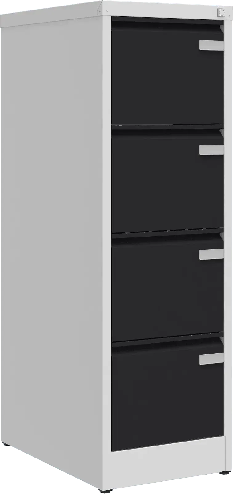 Metalinė dokumentų spinta Archive, 1292x415x633 mm, A4 formatui – šviesiai pilka / juoda