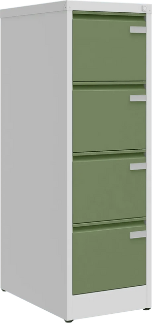 Metalinė dokumentų spinta Archive, 1292x415x633 mm, A4 formatui – šviesiai pilka / žalia