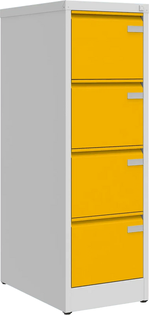 Metalinė dokumentų spinta Archive, 1292x415x633 mm, A4 formatui – šviesiai pilka / geltona