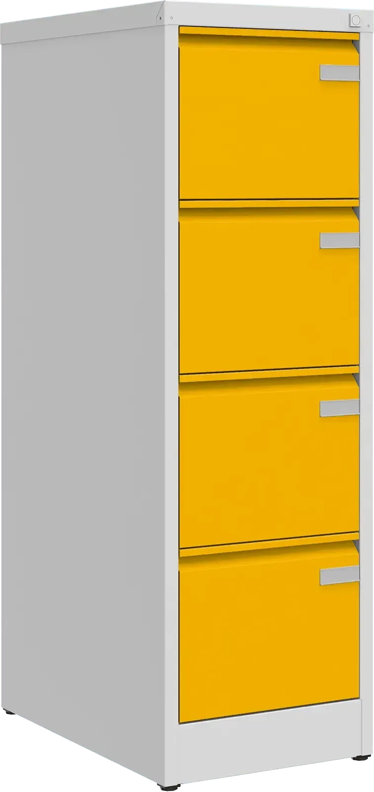 Metalinė dokumentų spinta Archive, 1292x415x633 mm, A4 formatui – šviesiai pilka / geltona