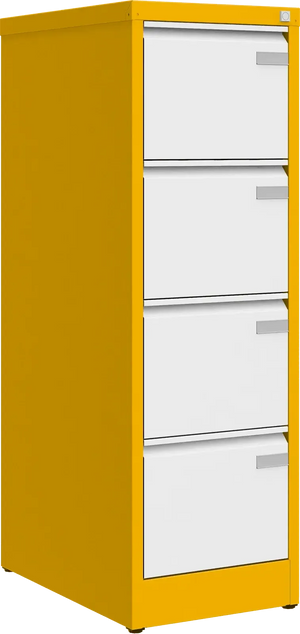 Metalinė dokumentų spinta Archive, 1292x415x633 mm, A4 formatui – geltona / balta