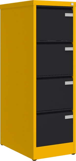 Metalinė dokumentų spinta Archive, 1292x415x633 mm, A4 formatui – geltona / juoda