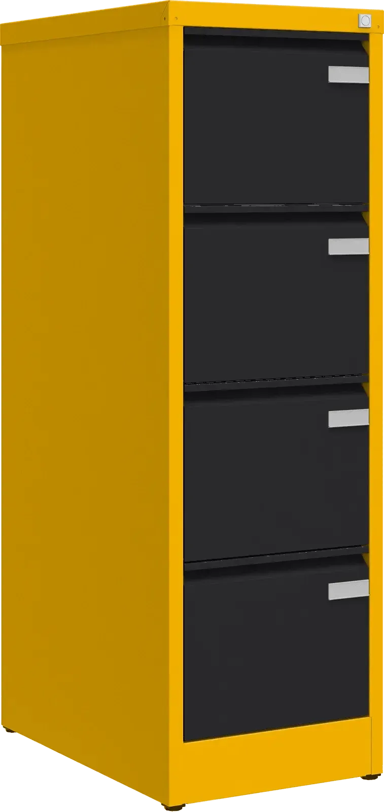 Metalinė dokumentų spinta Archive, 1292x415x633 mm, A4 formatui – geltona / juoda
