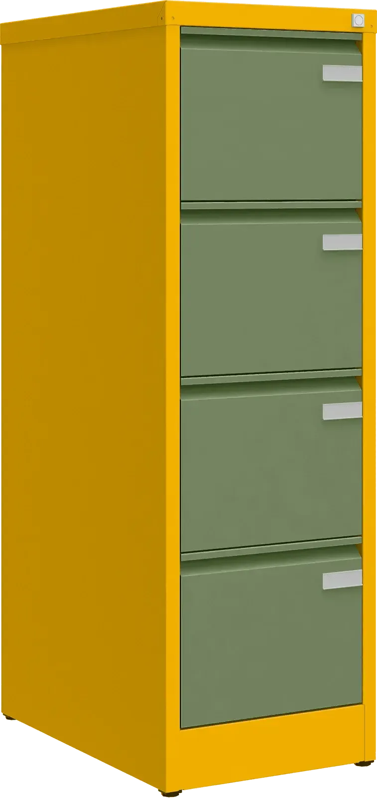 Metalinė dokumentų spinta Archive, 1292x415x633 mm, A4 formatui – geltona / žalia