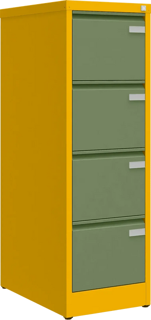 Metalinė dokumentų spinta Archive, 1292x415x633 mm, A4 formatui – geltona / žalia