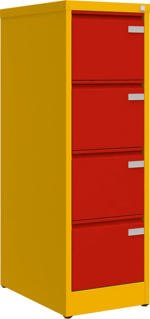 Metalinė dokumentų spinta Archive, 1292x415x633 mm, A4 formatui – geltona / raudona