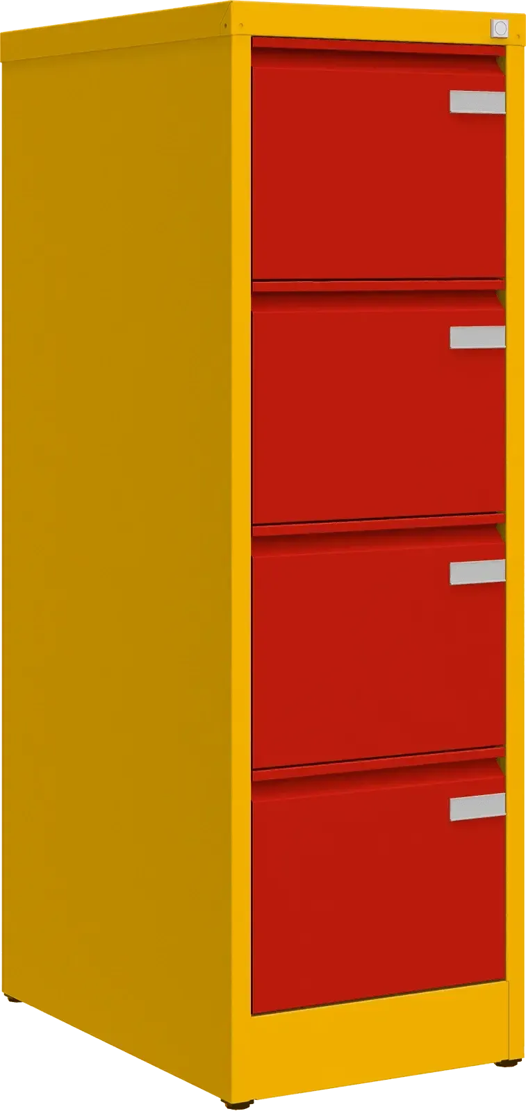 Metalinė dokumentų spinta Archive, 1292x415x633 mm, A4 formatui – geltona / raudona