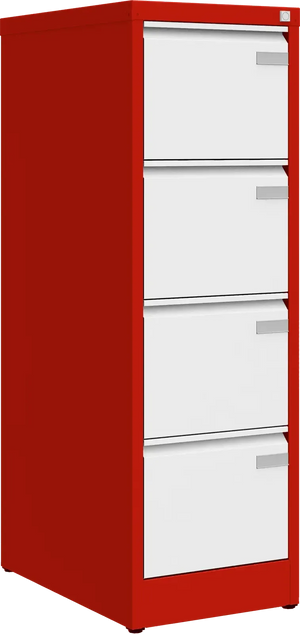 Metalinė dokumentų spinta Archive, 1292x415x633 mm, A4 formatui – raudona / balta
