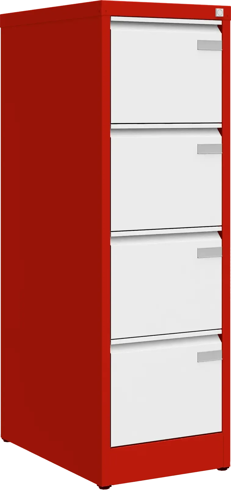 Metalinė dokumentų spinta Archive, 1292x415x633 mm, A4 formatui – raudona / balta