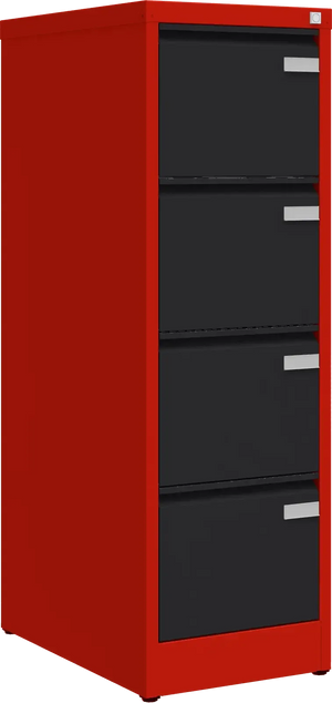 Metalinė dokumentų spinta Archive, 1292x415x633 mm, A4 formatui – raudona / juoda
