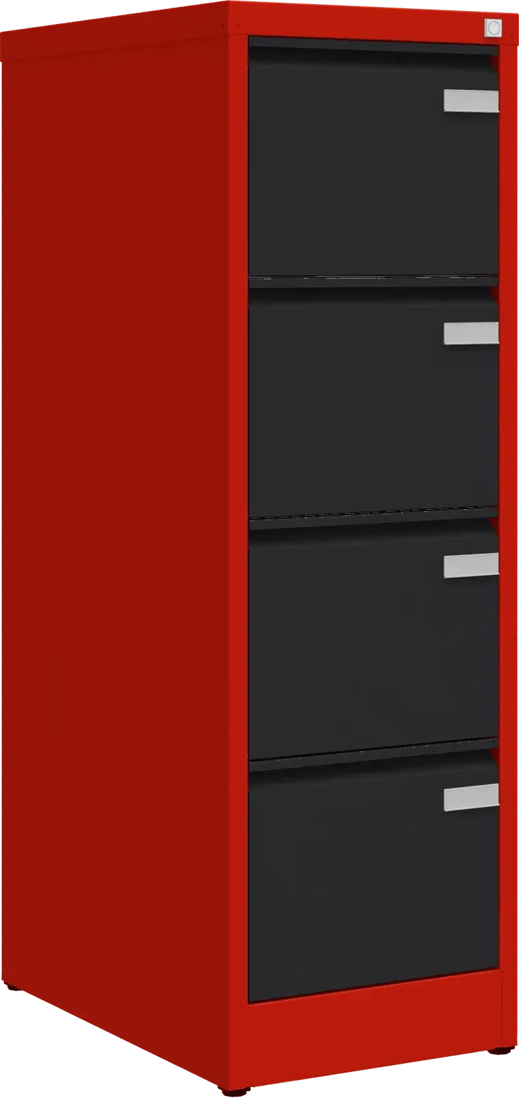 Metalinė dokumentų spinta Archive, 1292x415x633 mm, A4 formatui – raudona / juoda
