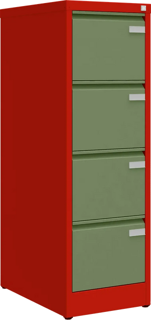 Metalinė dokumentų spinta Archive, 1292x415x633 mm, A4 formatui – raudona / žalia