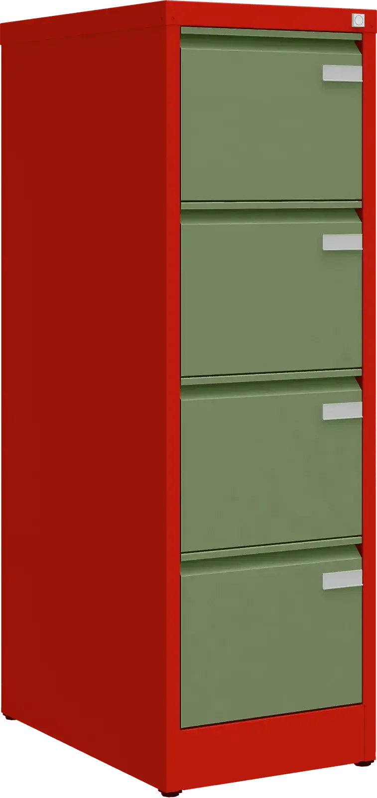 Metalinė dokumentų spinta Archive, 1292x415x633 mm, A4 formatui – raudona / žalia