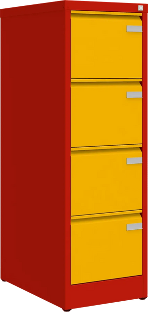Metalinė dokumentų spinta Archive, 1292x415x633 mm, A4 formatui – raudona / geltona