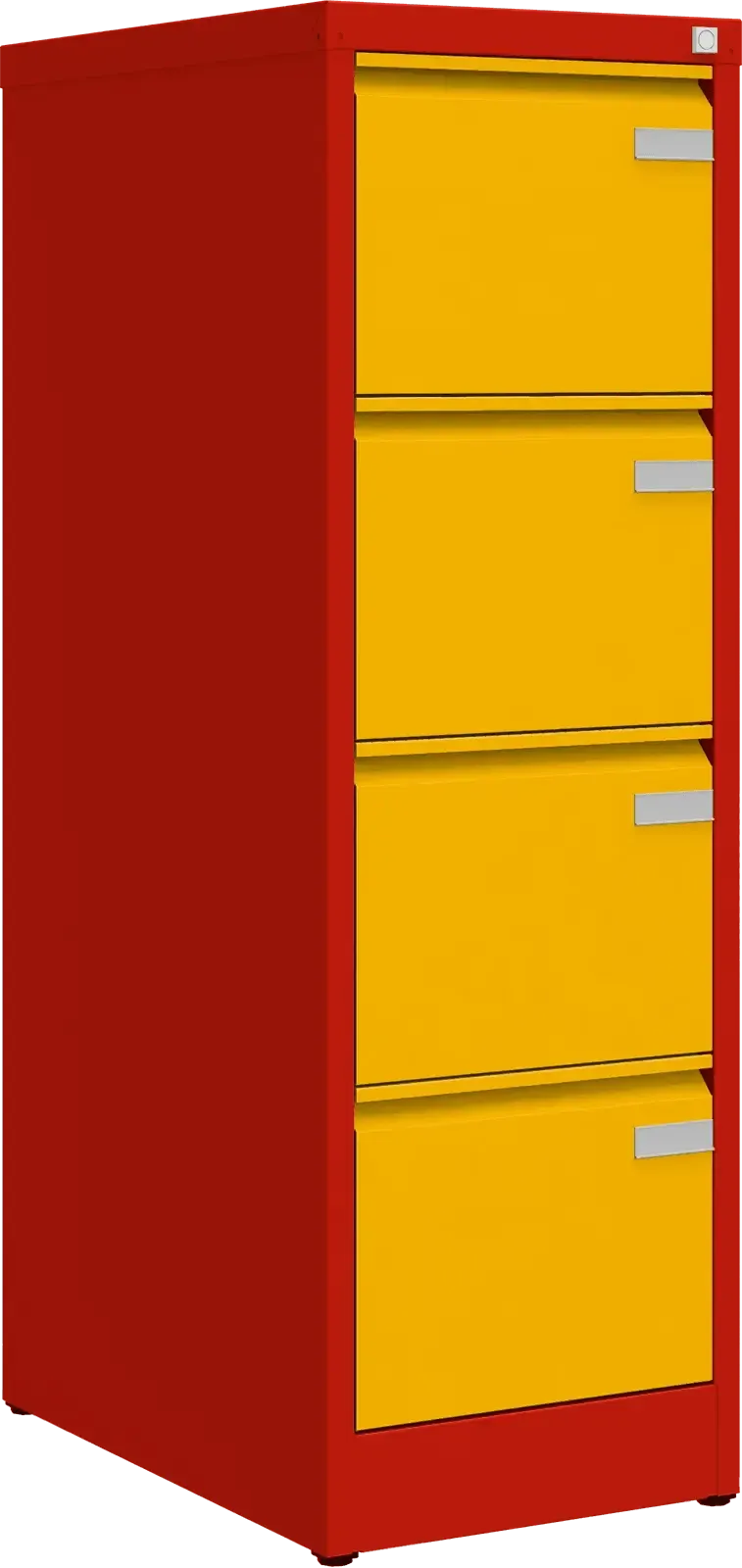 Metalinė dokumentų spinta Archive, 1292x415x633 mm, A4 formatui – raudona / geltona