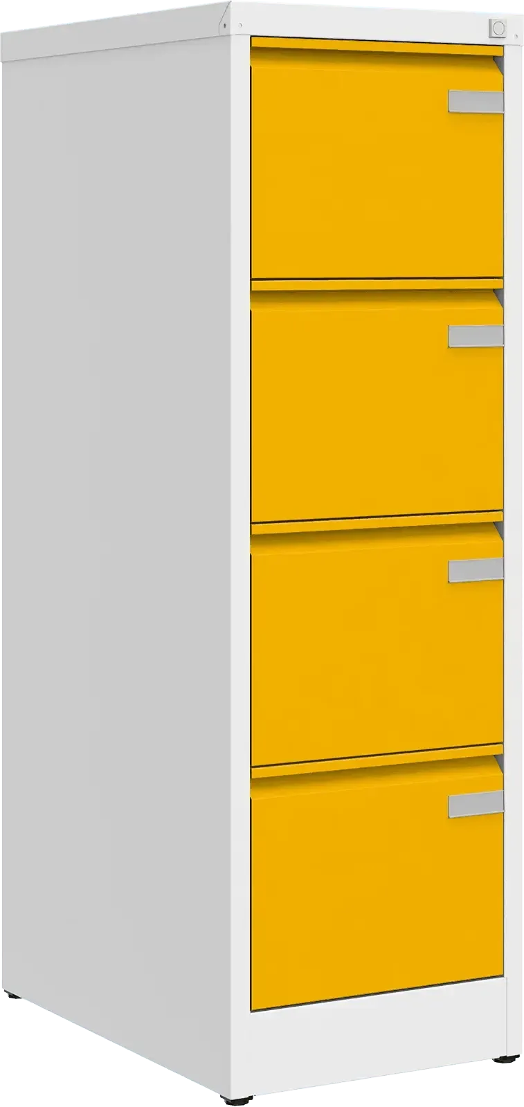 Metalinė dokumentų spinta Archive, 1292x415x633 mm, A4 formatui – balta / geltona