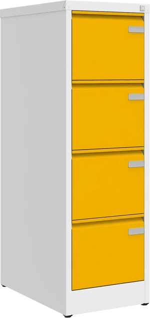 Metalinė dokumentų spinta Archive, 1292x415x633 mm, A4 formatui – balta / geltona