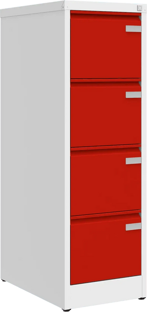 Metalinė dokumentų spinta Archive, 1292x415x633 mm, A4 formatui – balta / raudona