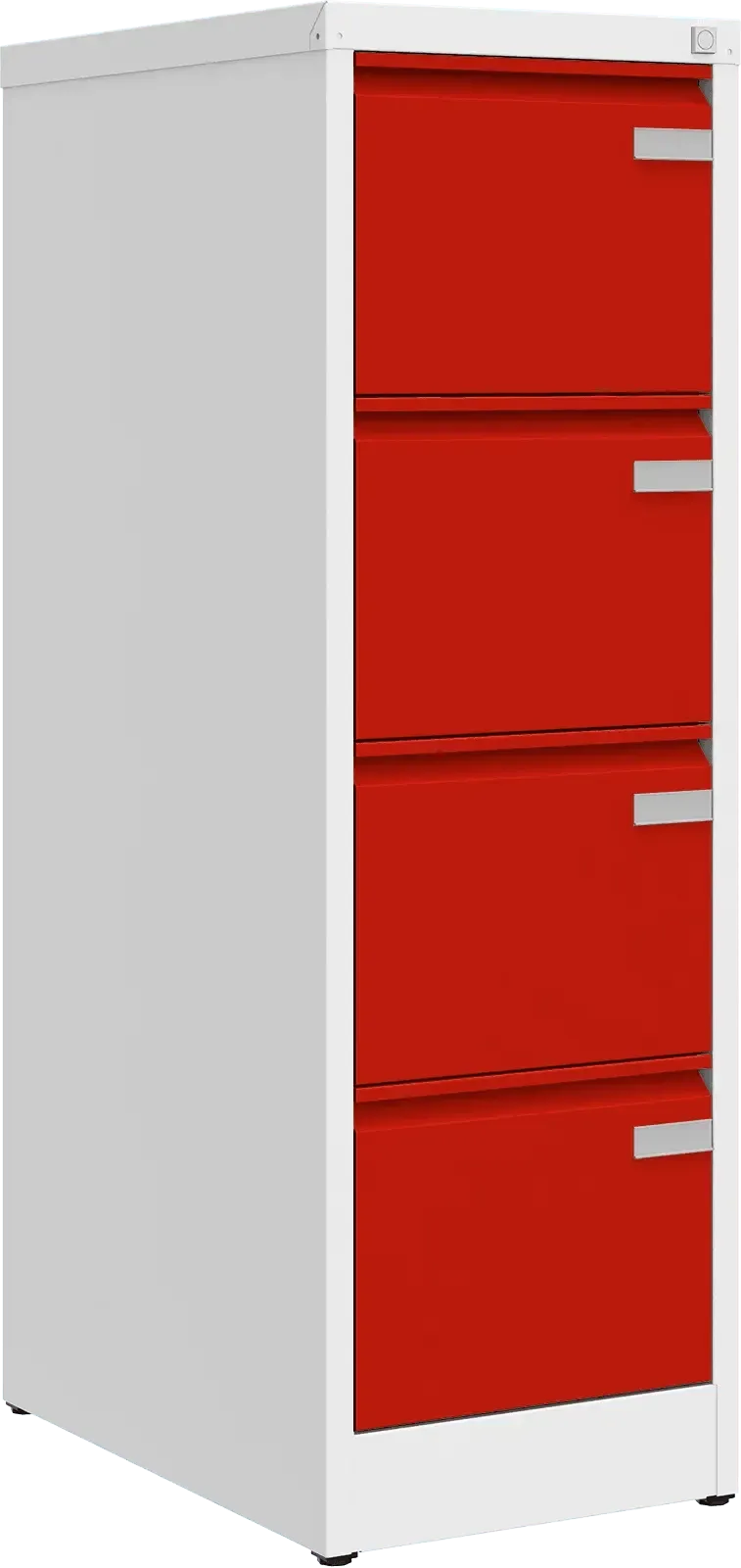 Metalinė dokumentų spinta Archive, 1292x415x633 mm, A4 formatui – balta / raudona