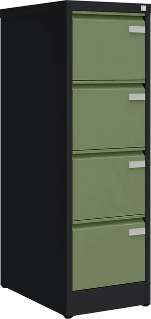Metalinė dokumentų spinta Archive, 1292x415x633 mm, A4 formatui – juoda / žalia