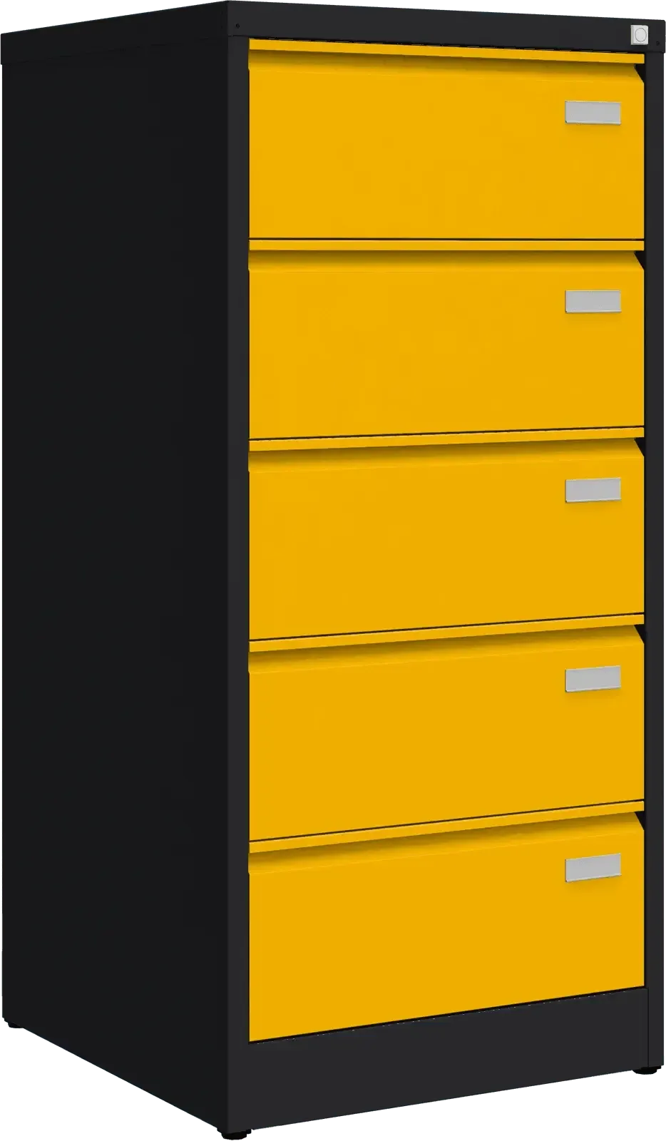 Metalinė dokumentų spinta Archive, 1292x608x633 mm, B5 formatui – juoda / geltona
