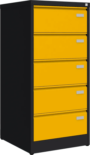 Metalinė dokumentų spinta Archive, 1292x608x633 mm, B5 formatui – juoda / geltona