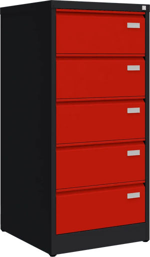 Metalinė dokumentų spinta Archive, 1292x608x633 mm, B5 formatui – juoda / raudona
