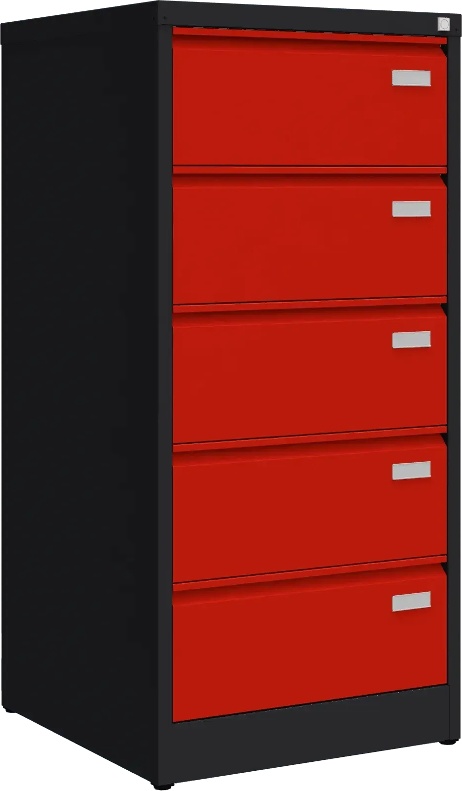 Metalinė dokumentų spinta Archive, 1292x608x633 mm, B5 formatui – juoda / raudona