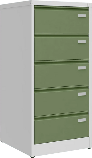 Metalinė dokumentų spinta Archive, 1292x608x633 mm, B5 formatui – šviesiai pilka / žalia