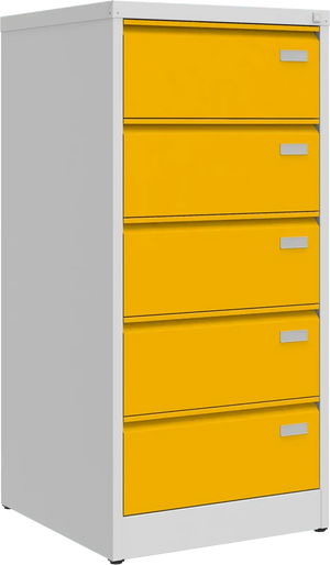 Metalinė dokumentų spinta Archive, 1292x608x633 mm, B5 formatui – šviesiai pilka / geltona