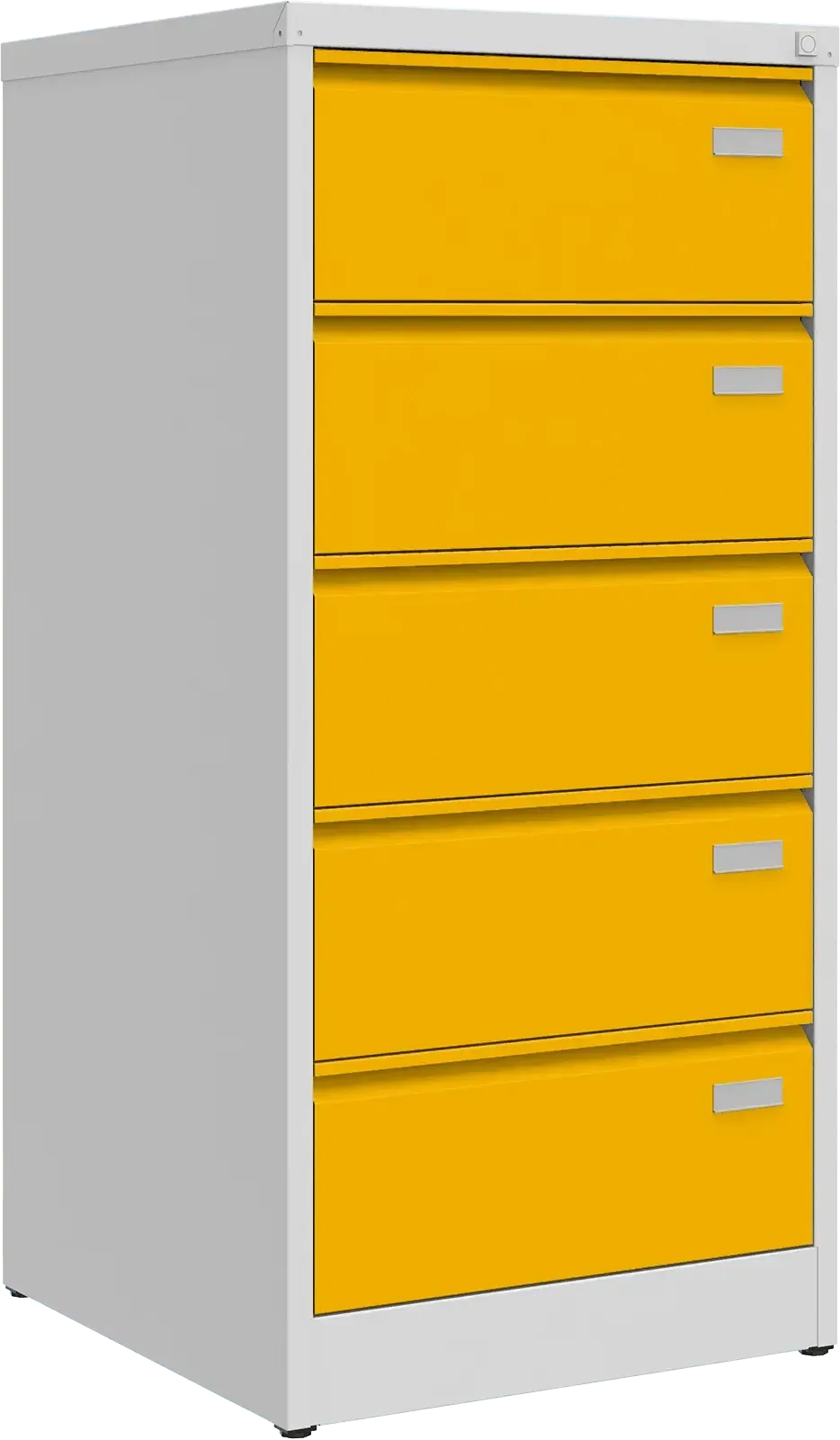 Metalinė dokumentų spinta Archive, 1292x608x633 mm, B5 formatui – šviesiai pilka / geltona