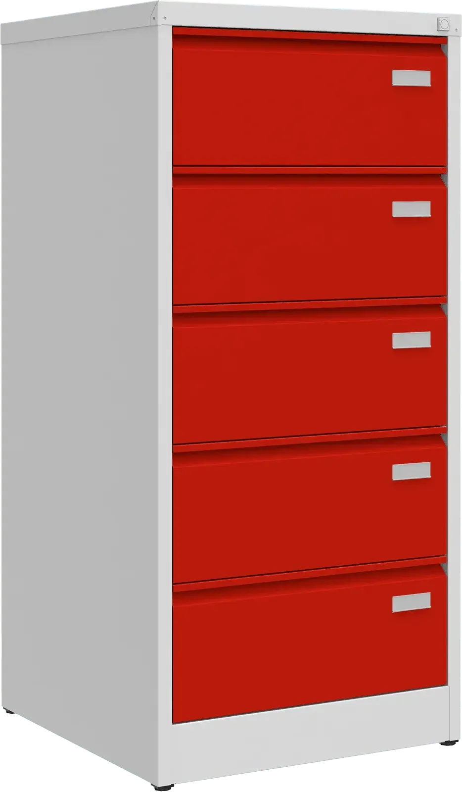 Metalinė dokumentų spinta Archive, 1292x608x633 mm, B5 formatui – šviesiai pilka / raudona