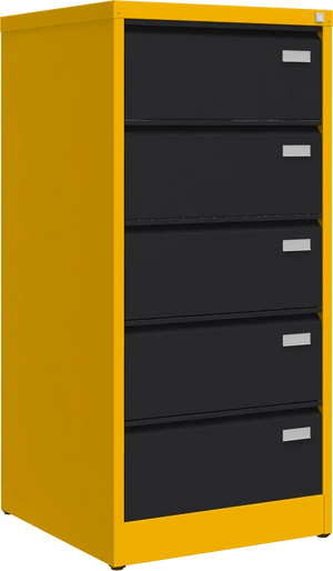 Metalinė dokumentų spinta Archive, 1292x608x633 mm, B5 formatui – geltona / juoda