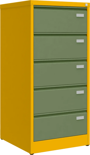 Metalinė dokumentų spinta Archive, 1292x608x633 mm, B5 formatui – geltona / žalia
