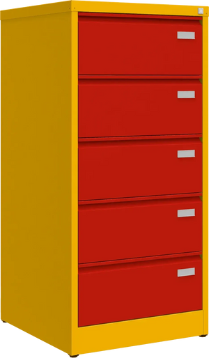 Metalinė dokumentų spinta Archive, 1292x608x633 mm, B5 formatui – geltona / raudona