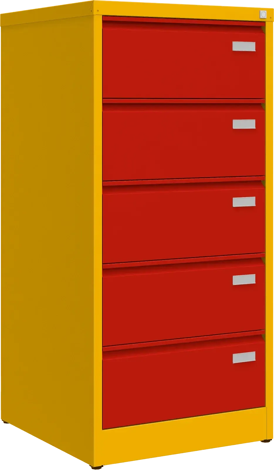 Metalinė dokumentų spinta Archive, 1292x608x633 mm, B5 formatui – geltona / raudona