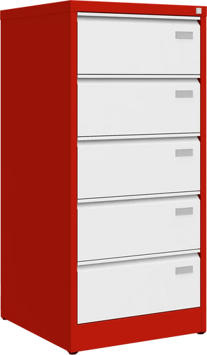 Metalinė dokumentų spinta Archive, 1292x608x633 mm, B5 formatui – raudona / balta