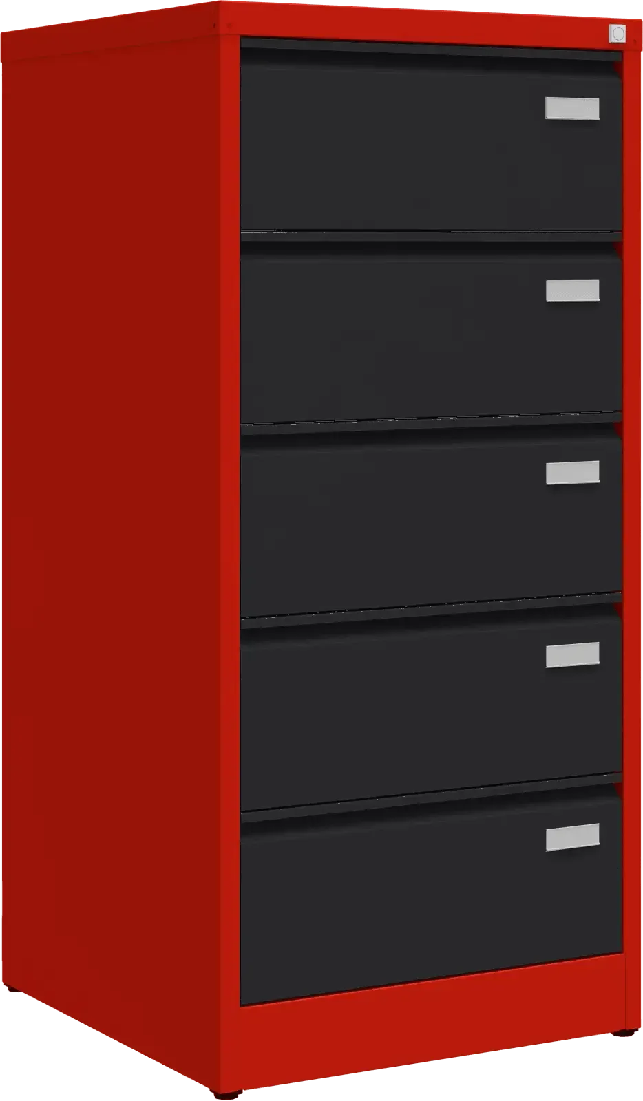 Metalinė dokumentų spinta Archive, 1292x608x633 mm, B5 formatui – raudona / juoda
