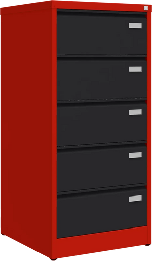 Metalinė dokumentų spinta Archive, 1292x608x633 mm, B5 formatui – raudona / juoda
