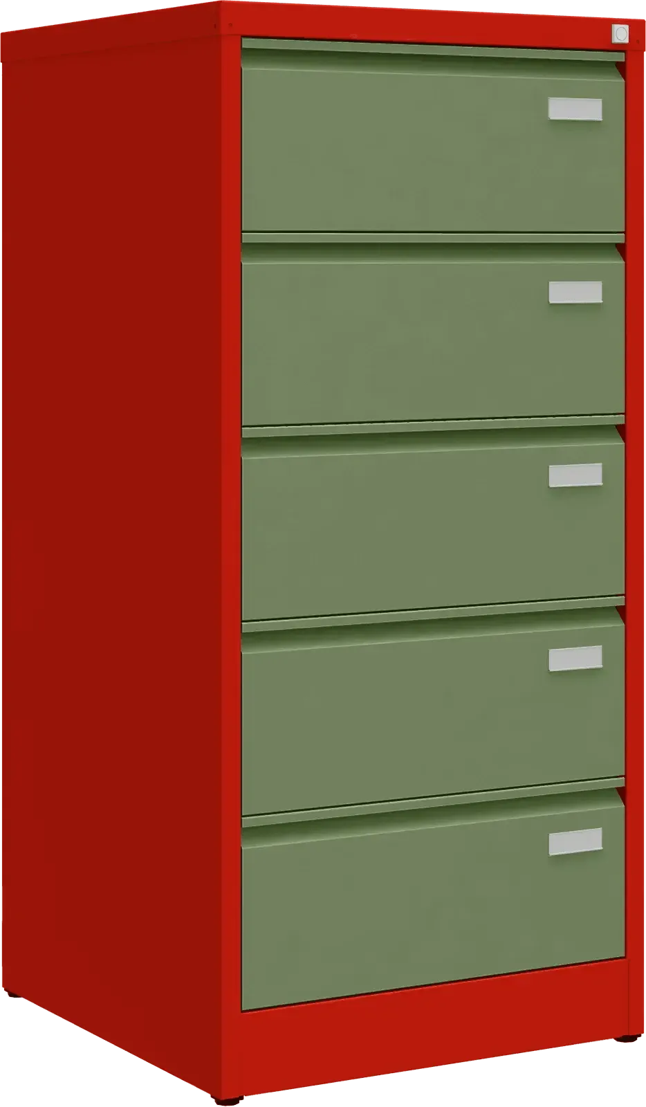 Metalinė dokumentų spinta Archive, 1292x608x633 mm, B5 formatui – raudona / žalia