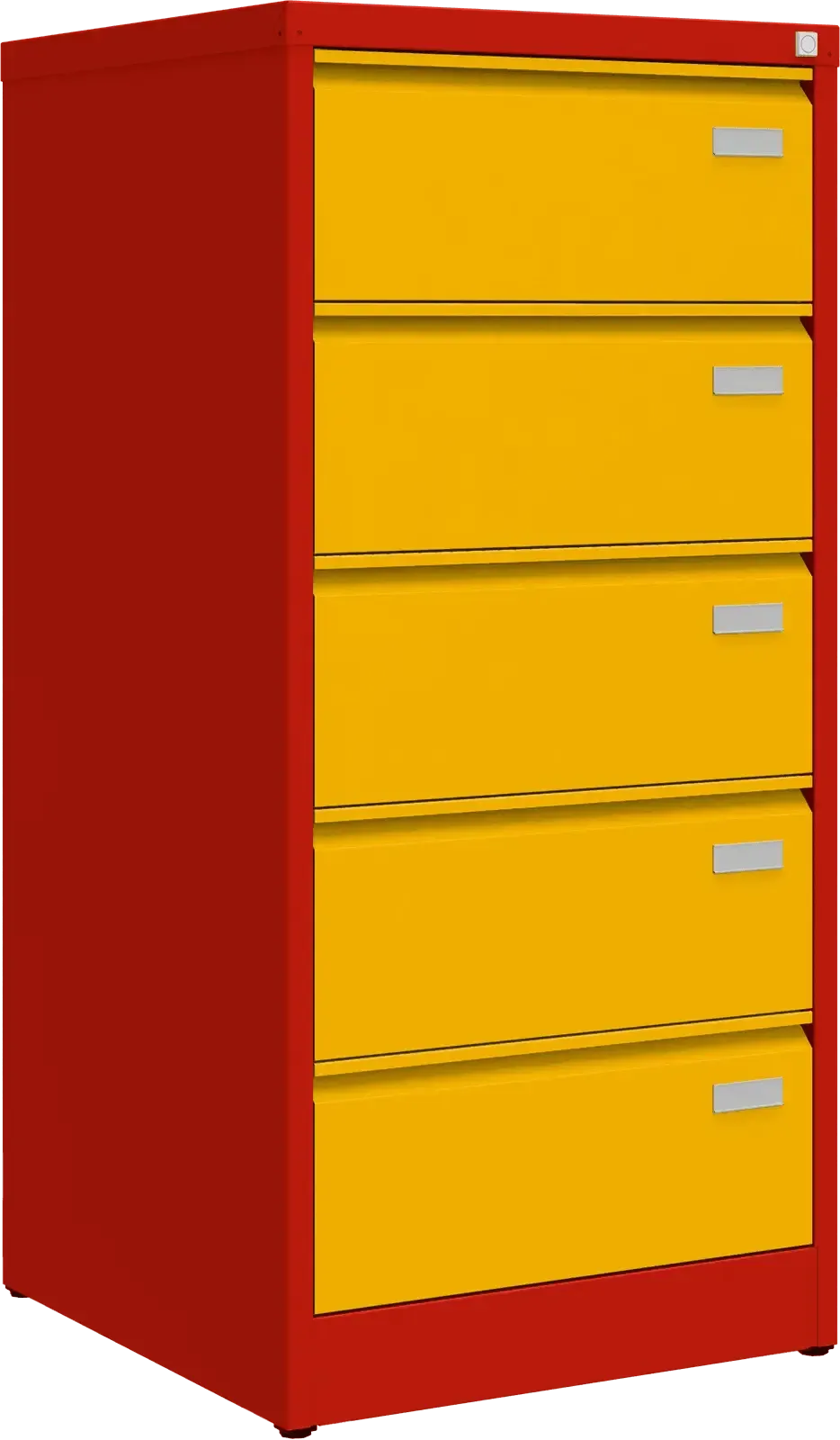 Metalinė dokumentų spinta Archive, 1292x608x633 mm, B5 formatui – raudona / geltona