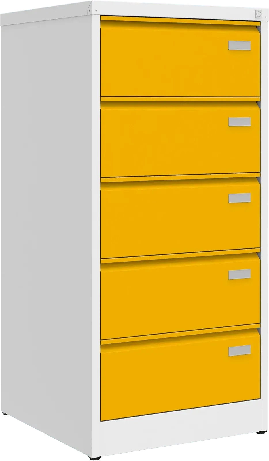 Metalinė dokumentų spinta Archive, 1292x608x633 mm, B5 formatui – balta / geltona