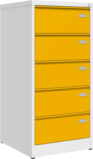 Metalinė dokumentų spinta Archive, 1292x608x633 mm, B5 formatui – balta / geltona