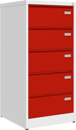 Metalinė dokumentų spinta Archive, 1292x608x633 mm, B5 formatui – balta / raudona