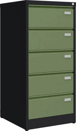 Metalinė dokumentų spinta Archive, 1292x608x633 mm, B5 formatui – juoda / žalia
