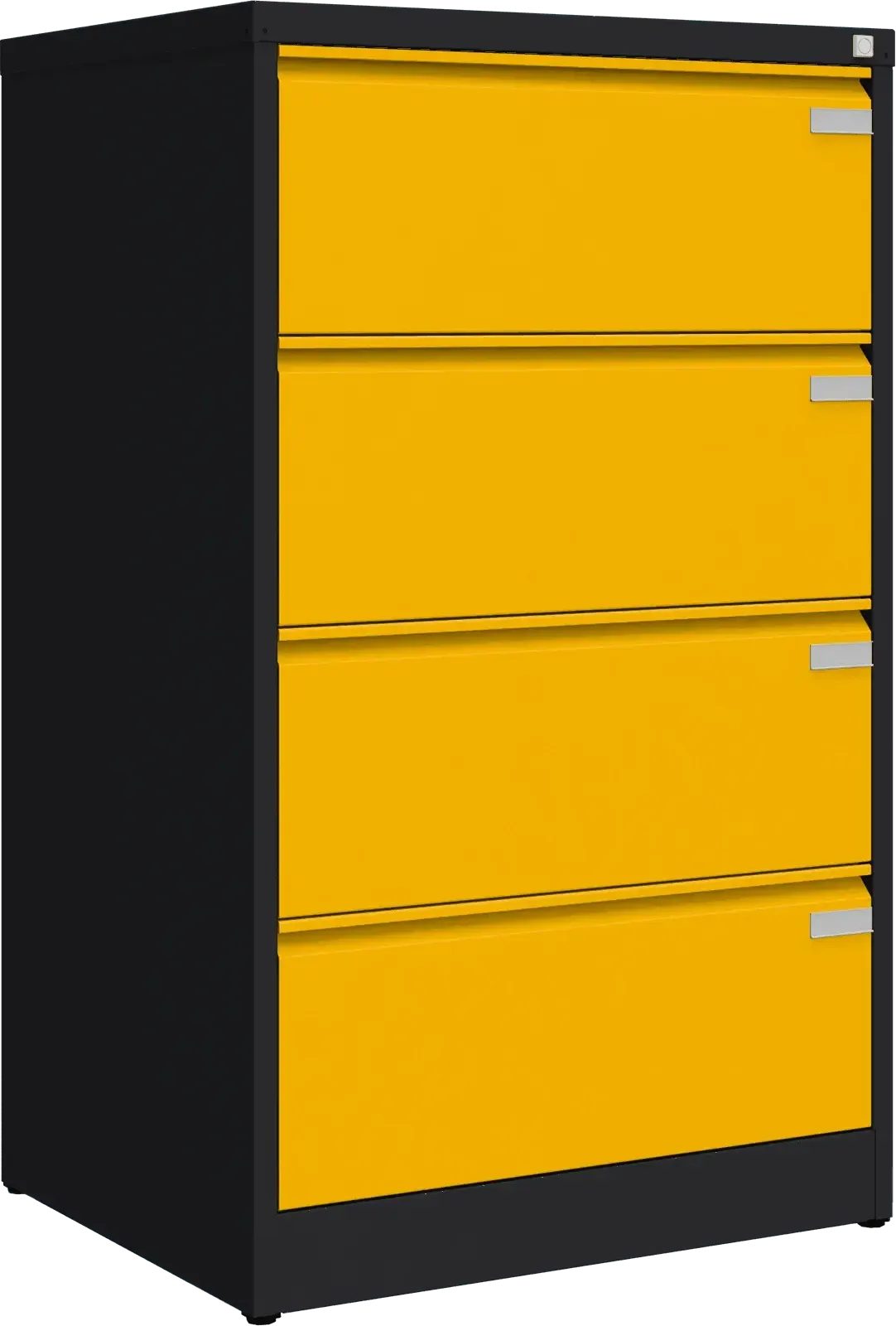 Metalinė kartotekos spinta Archive, 1292x775x633 mm, A4 formatui – juoda / geltona