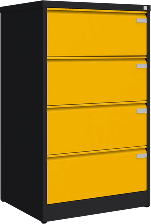 Metalinė kartotekos spinta Archive, 1292x775x633 mm, A4 formatui – juoda / geltona