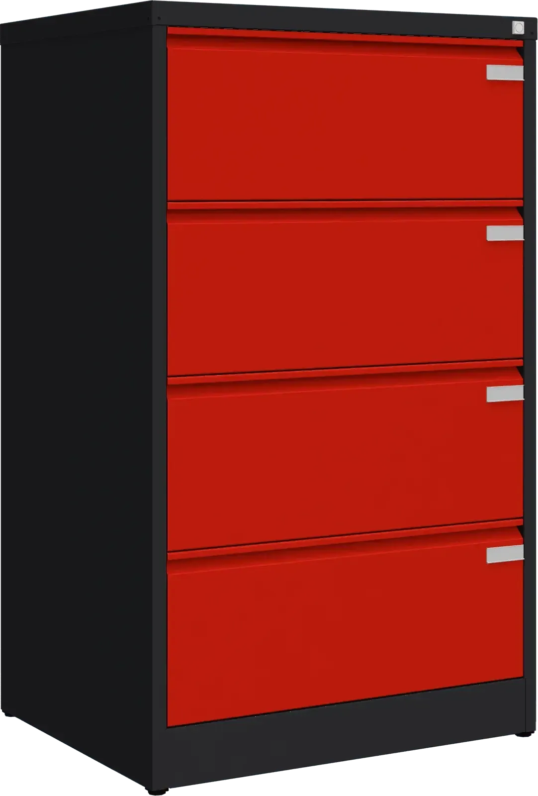 Metalinė kartotekos spinta Archive, 1292x775x633 mm, A4 formatui – juoda / raudona