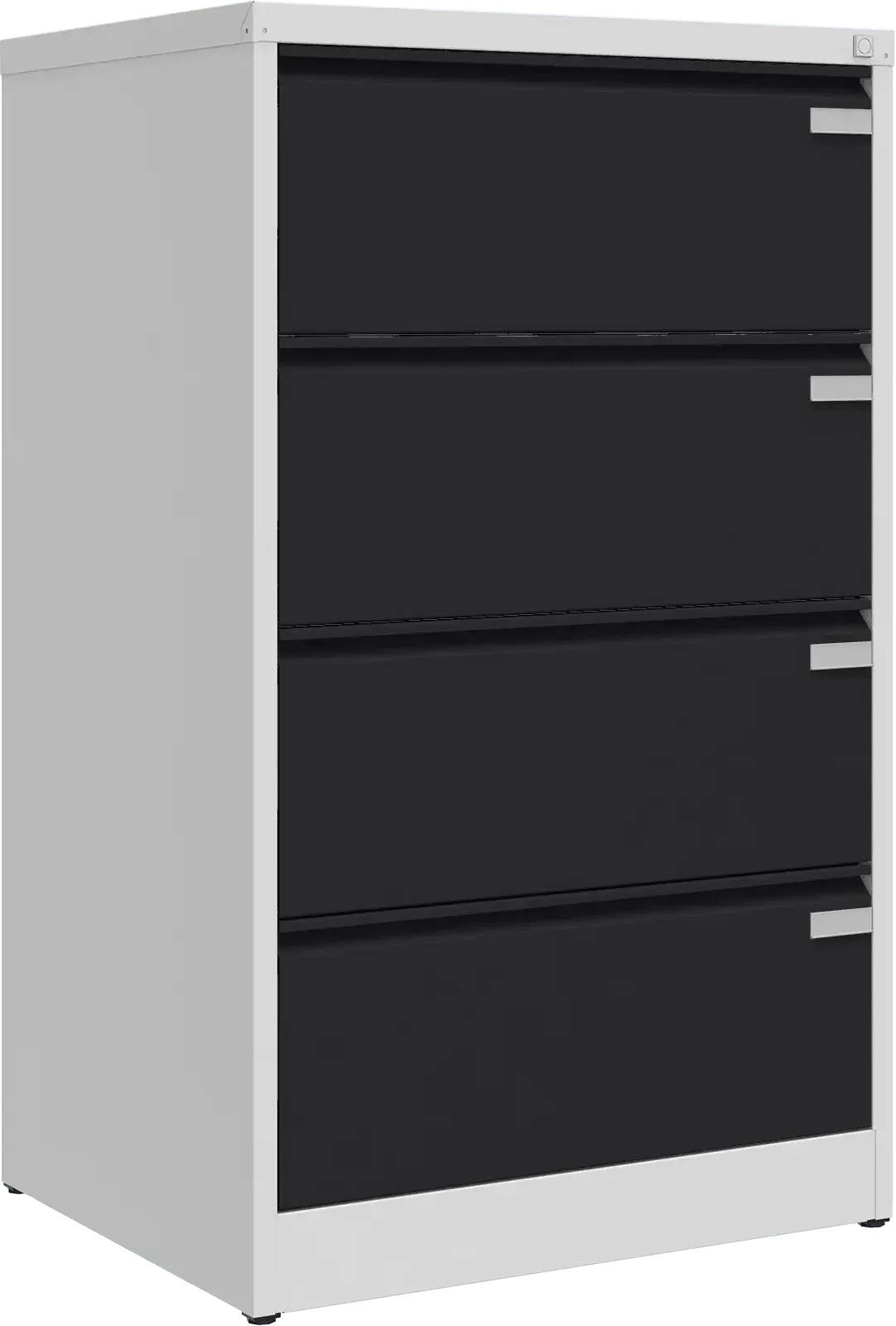 Metalinė kartotekos spinta Archive, 1292x775x633 mm, A4 formatui – šviesiai pilka / juoda